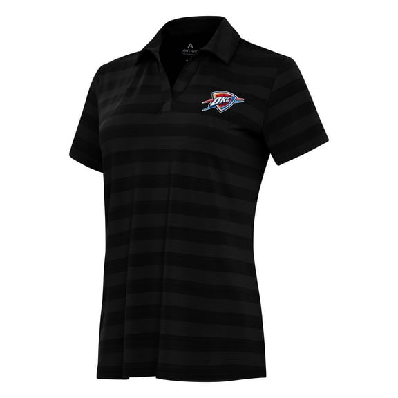Women's Antigua Black Oklahoma City Thunder Tunnel Polo