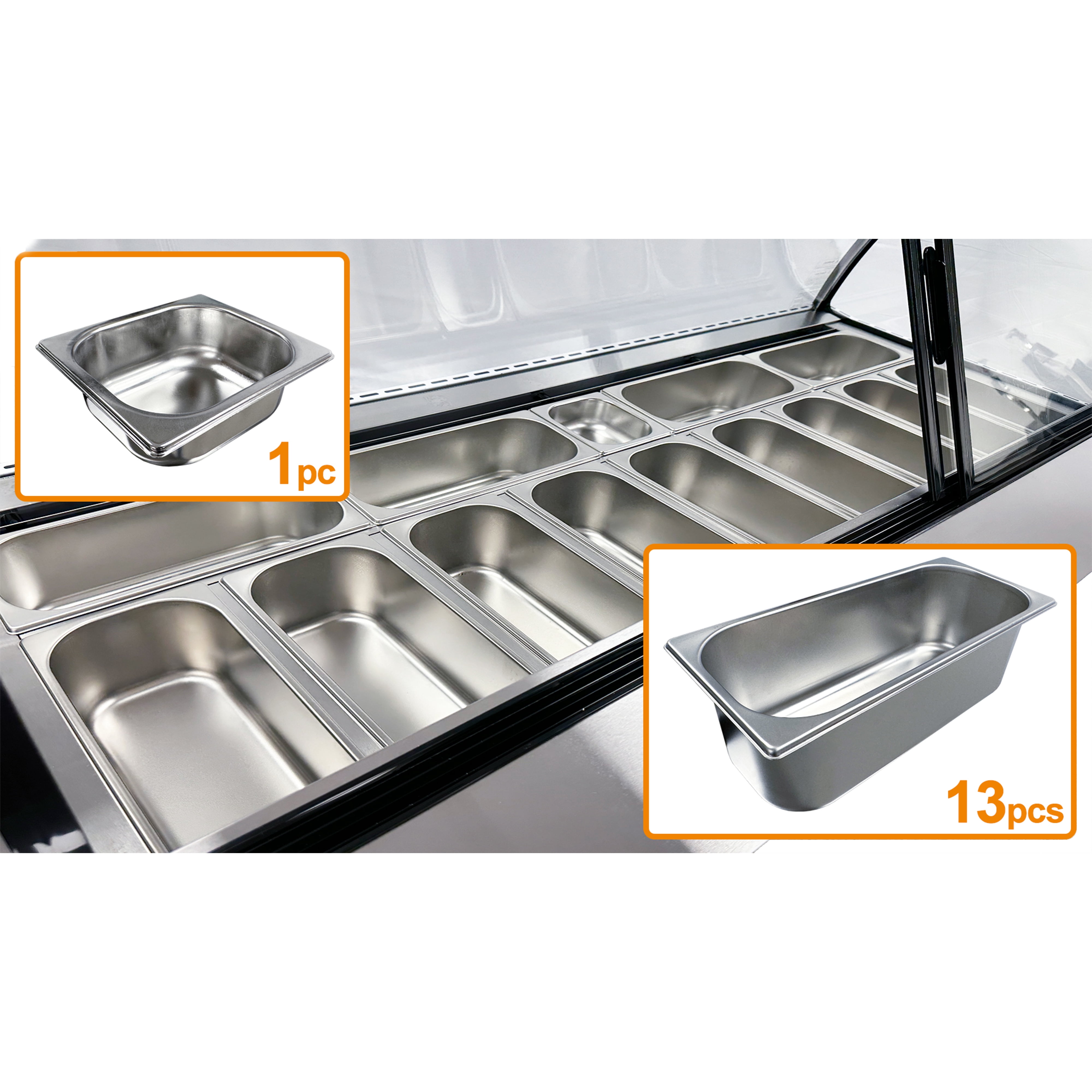 70in. Commercial Ice Cream Gelato Dipping Display Freezer 13 Pans Big Capacity Ice Cream Display Showcase