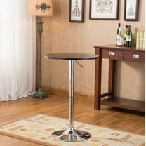 Round bar Table, Height Adjustable Coffee Table Pub Table, MDF Tabletop with Metal Leg, for Dining Coffee Home Bar Bistro, 24“ DIA x 26”-36“H, Black