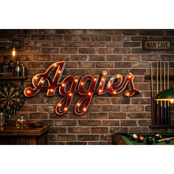 Texas AM "Aggies" Lighted Recycled Metal Decor
