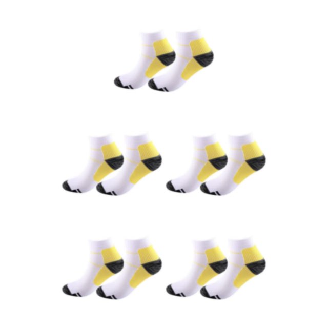 kurtrusly 1/2/3/5 2 Pcs/ensemble Chaussettes de Compression pour Femmes Performance et Réduction de la Fatigue Soulagement Jaune P/M 5 Pcs