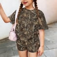 thumbnail image 5 of Grblisyd Girls 2 Piece Summer Outfit Maple Leaf Print Short Sleeve Crew Neck Camo Tops and Elastic Waist Shorts Sweatsuits Size 8, 5 of 6