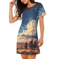 thumbnail image 2 of Easygdp Western Desert Cloud Cowboy Camisón de manga corta para mujer, informal, estampado, 2 of 6