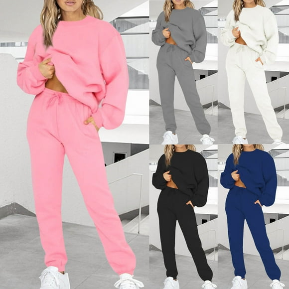 Yuyuzo Womens 2 Piece Outfits Lounge Set Oversized Crewneck Sweatshirt Joggers Sweatpants Sweatsuit Tracksuit