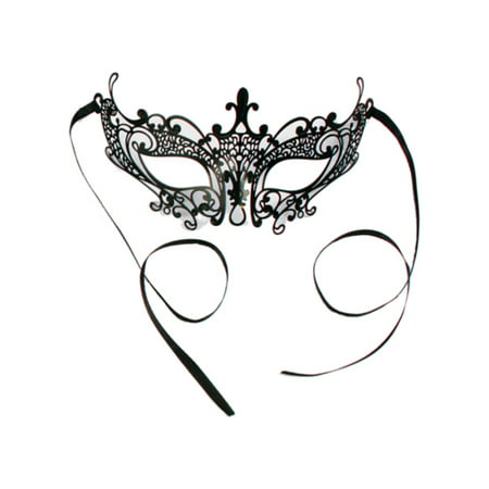 Kid's Black Gothic Laser Cut Masquerade Tie On Eye Mask Costume Accessory
