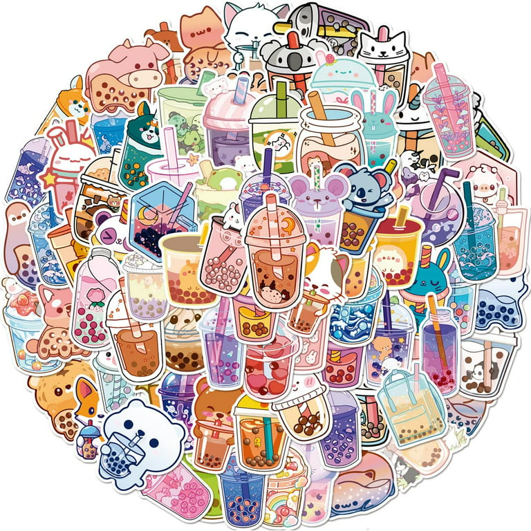 100 Pieces Boba Stickers, Cute Bubble Tea Stickers, Kawaii Drink Decals  Waterproof Vinyl Gifts for Phone, Laptop, Water 
