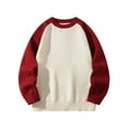 thumbnail image 4 of JTieacloth Mens Knitted Sweaters Men's Sweater Coat Raglan Sleeve Color Block Knit Long Sleeve Pullover Casual Warm Winter Outwear Comfortable Soft Yarn Fashion Top(Red), 4 of 5