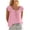 Pink, variant on Women's Alluring Tie-Front Ruffle Top - Flowy Solid Color Blouse with Adjustable Drawstring for Beach Vacation & Summer Parties