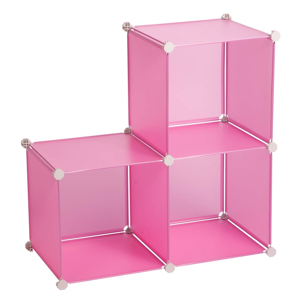 3Pack Storage Cubes Pink, Translucent Pink