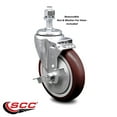 thumbnail image 2 of 5 Inch SS Maroon Polyurethane Swivel 12mm Threaded Stem Caster Brake SCC, 2 of 2