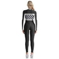 thumbnail image 2 of TiaoBug Womens Race Car Driver Long Sleeve Jumpsuit Catsuit Full Bodysuit Halloween Racer Jumper Costume Black L, 2 of 5