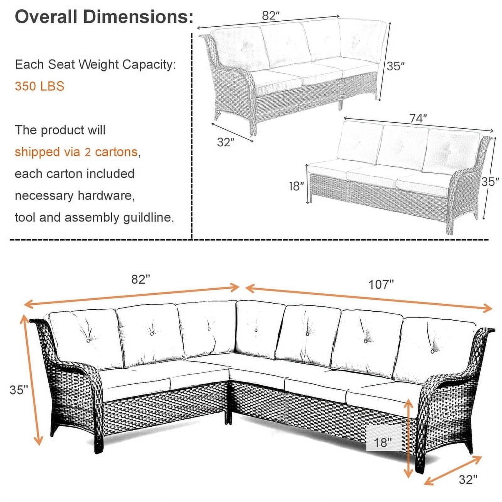 PARKWELL Outdoor Patio Furniture Set with Fire Pit Table,All-Weather Conversation L-Shaped Sectional Sofa with No-slip Thick Cushions,Backyard Porch Garden Poolside Balcony Set,Gray/Navy