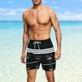 thumbnail image 5 of DAKIMOE Mens Swim Trunks Stretch Water Beach Shorts with Compression Liner 2 in 1 Quick-Dry Swimming Shorts with Zipper Pockets, Black&White&Gray, M, 5 of 8