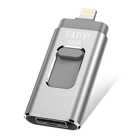 - iOS Flash Drive 32GB iPhone Memory Stick, EATOP INC Thumb Drive USB Memory Stick External Memory Storage Compatible with iPhone, iPad, iPod, Mac, Android and Computers (Silver)