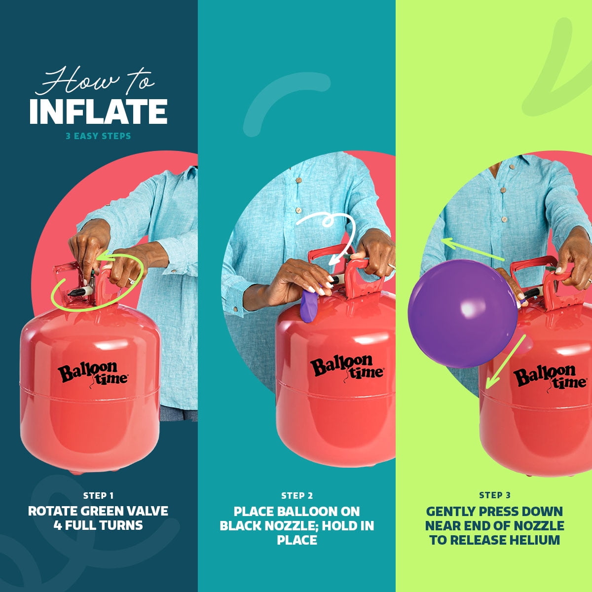 Balloon Time Medium Helium Tank Kit – Portable Helium Balloon Tank with Ribbon and Balloons