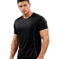 thumbnail image 3 of Mens Crew Neck T-Shirts Short Sleeve Solid Color Casual Workout Shirts Nylon Quick Dry Moisture Wicking Athletic Tops Summer Side Breathable Mesh Running Outdoor Activewear, 3 of 8