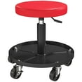 thumbnail image 1 of Rolling Garage Stool, 300 LBS Capacity Padded Mechanic Stool with 2.5" Wheels, Adjustable Height 15" -19.7", Red, 1 of 6