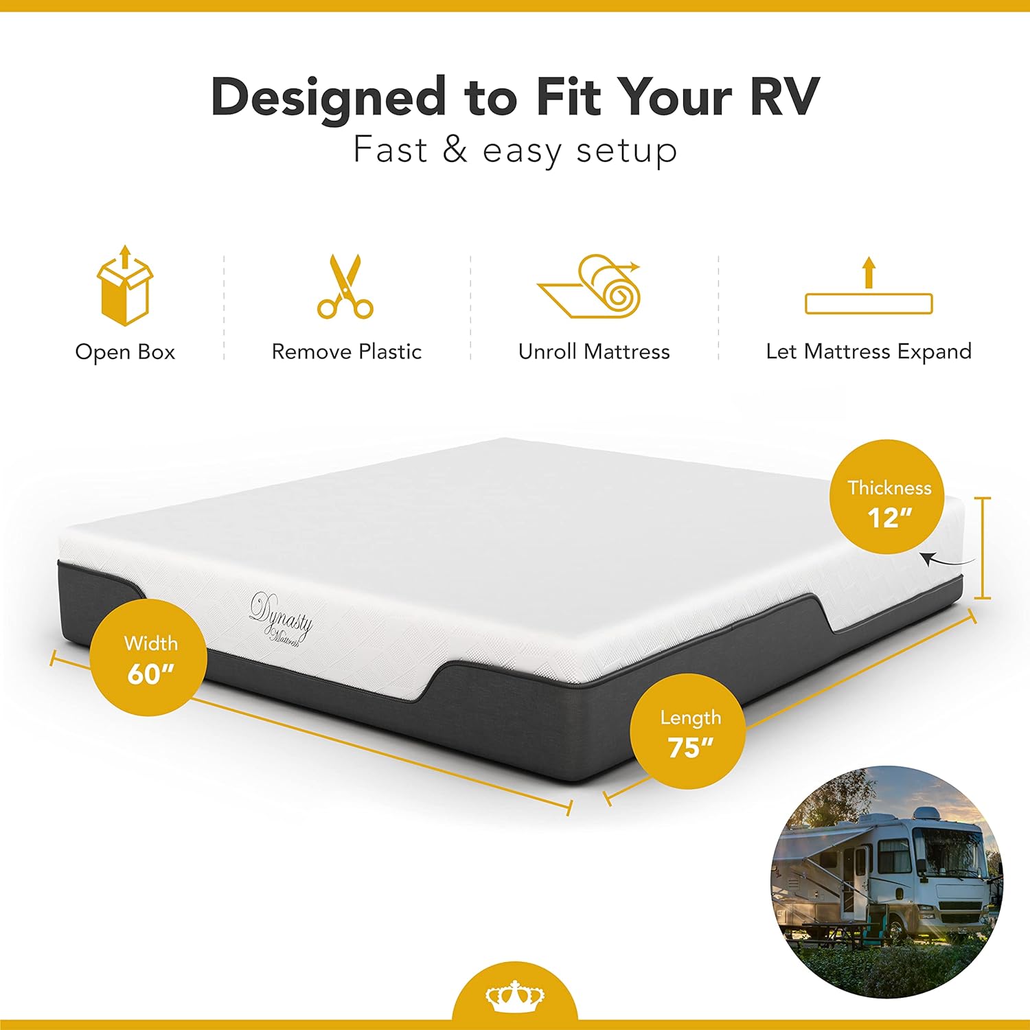 SIMING RV Queen Mattress 10-Inch CoolBreeze Medium-FirmGel Memory-Foam Mattress for RV Bed, Camper, Pop Up and Trailer