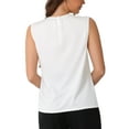 thumbnail image 3 of INSPIRE CHIC Women's Satin Round Neck Cap Sleeve Basic Pleated Tank Tops XL White, 3 of 6