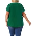 thumbnail image 4 of DARING DIVA Women's Plus Chiffon Ruffle Double-Layered Top 3X Dark Green, 4 of 6