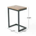 thumbnail image 3 of C-Shaped Black End Table with Iron Base and Fir Wood Top, 3 of 10