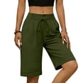 thumbnail image 5 of cocolona Womens Summer Casual Bermuda Shorts Elastic Waist Drawstring Wide Leg Knee Length Beach Shorts with Pocket, 5 of 5