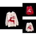 thumbnail image 1 of Chandails pour Femmes 2025 Tricot de Noël Manches Longues Col Rond Renne Décontracté Tunique de Vacances, 1 of 8