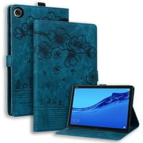 XYX Case for Lenovo Tab M10 Plus (3rd Gen) 10.6 Inch 2022 TB-125F, Cherry Blossom Cat PU Leather Folio Stand Magnetic Shockproof Protective Cover (Blue)