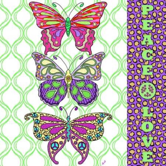 Peace and Love Butterflies Canvas Art - Andi Metz(24X24)