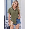 thumbnail image 2 of MOYIKO Short Sleeve Summer Tops for Women Casual Button Down Shirts Solid Business Work Blouses, 2 of 7