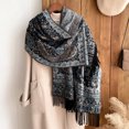 thumbnail image 2 of Bufanda de cachemira suave y gruesa de marca de lujo para mujer, poncho de invierno de Jacquard, pañuelo informal, chal, diadema, 2 of 5