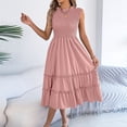 thumbnail image 4 of Women's 2026 Casual Loose Plain Maxi Sundress Smocked Elastic Waist Tank Dress Sleeveless Summer Beach Tiered Long Dresses, 4 of 7