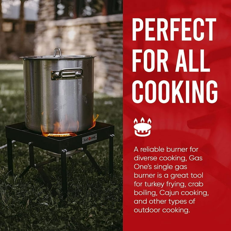 Gasone B-5200K Outdoor Cooker with High Pressure Steel Braided Hose Propane Burner Camp Stove