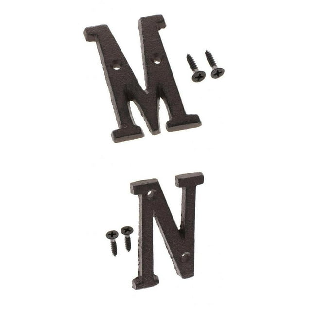 Juego de 2 placas de puerta Macarena Alfabeto Hierro Forjado 5 x 0,5 cm Negro