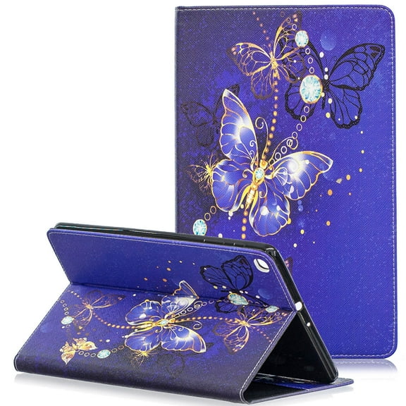 Galaxy Tab A 10.1 2019 Case SM-T510 T515, Allytech Premium PU Leather Slim Fit Folio Stand Soft TPU Back Cover for Samsung Galaxy Tab A 10.1 Inch 2019 Released, Blue Butterfly