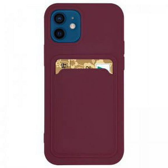 Silicone Card Holder Protection Case For iPhone 11 Pro Max in Plum