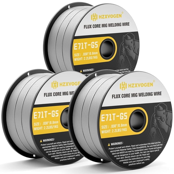 H HZXVOGEN Flux Core Welding Wire .030 Inch, E71T-GS Low Splatter Gasless Mild Carbon Steel MIG Welding Wire, 2-Pound Spool (3 Pack)