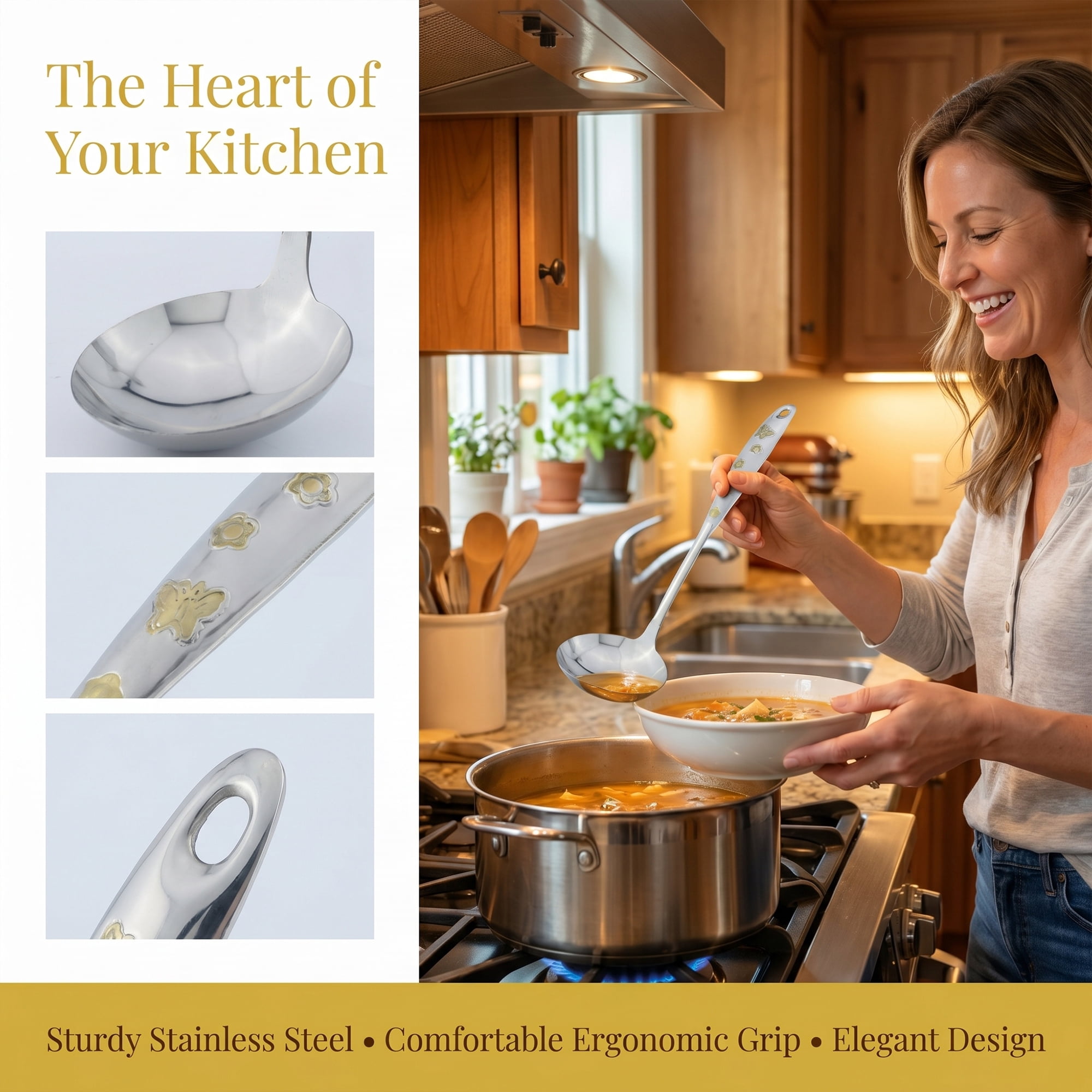 Unique Bargains Stainless Steel Non Stick Heat Resistant Spoon Soup A 13.7" x 3.7"