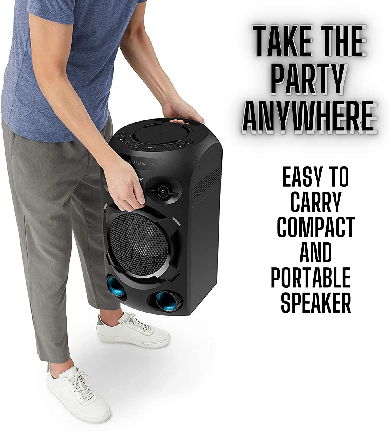 noodzaak Lagere school Sport Sony MHC-V02, Compact High Power Party Speaker. One Box Music System, Black  - Walmart.com