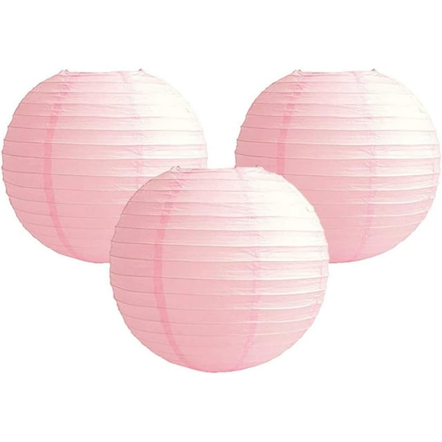 Lot de 3 Lanternes Rondes en Papier Lampe Décoration de Mariage Anniversaire Fête