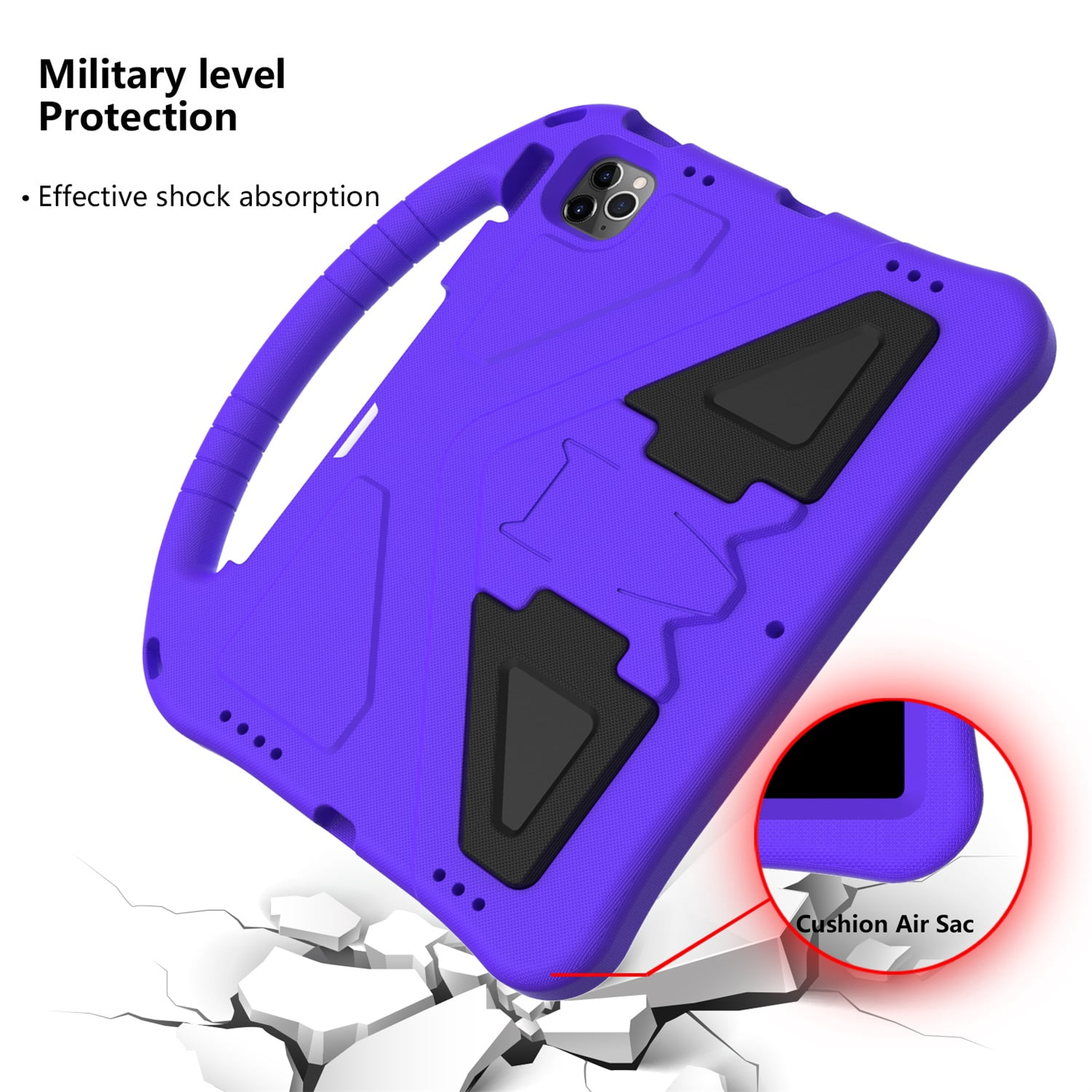 SaniMore Kids Case for iPad 10th Generation 2022, iPad 10.9" 2022 Case with Pencil Holder, Shock Proof Light Weight Convertible Handle Stand Kids Shell Case for Apple iPad 10 2022, Purple