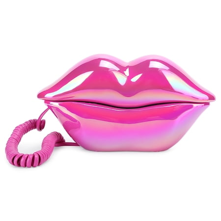 Retro Lip,Shaped Landline Phone, Flocked ABS, Home Office Decor, US/UK Wiring Included