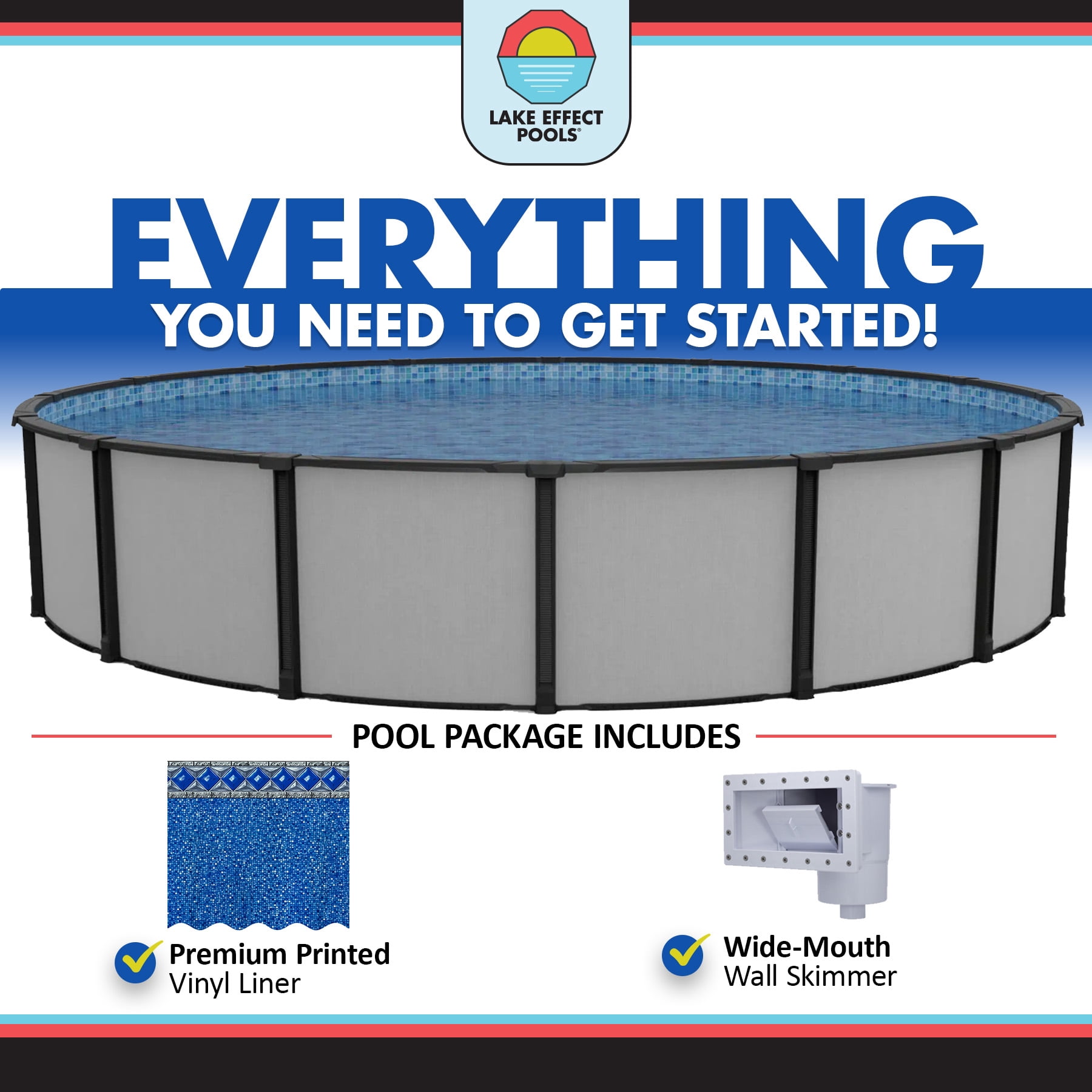 Lake Effect Pools 24' x 52" Fiji Round Resin Protected Steel Walled Above Ground Swimming Pool