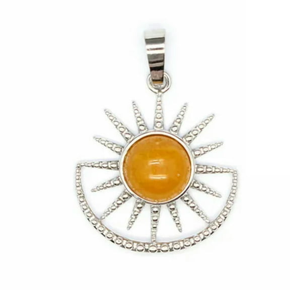 Natural Moon Sun Crystal Pendant Bead Chakra Gemstone Quartz Necklace Reiki Gift