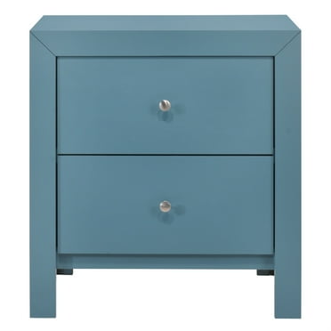 Passion Furniture Burlington 2-Drawer Teal Nightstand (25 in. H x 17 in. W x 22 in. D)