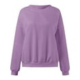 thumbnail image 4 of VNKIDY Women's Sweatshirt Street Style Solid Color Loose Fit Pullover Fall Winter Long Sleeve Crewneck Soft Sweatshirts Comfortable Tops, 4 of 6