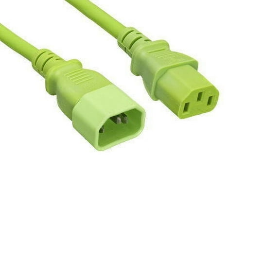 Kentek 3 Feet Ft US Extension 3 Prongs AC Power Cord IEC320 C13 To C14 18 AWG 10A 250V Green for PC / Monitor