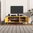 thumbnail image 5 of 3 Door Lockable Metal TV Stand Storage Cabinet with Accent Cabinet Locker, Wide Heavy Duty Media Console for Large 100+ Inch TVs, Home Office Entertainment Center, Yellow 22"H X 47.3"W X 13.8"D, 5 of 10