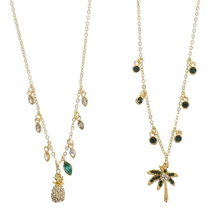 

Pineapple Necklace Jewelry Necklaces Rhinestones Alloy Dainty Trendy Woman Miss Pendant Hip Hop 2 Pcs