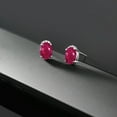 thumbnail image 4 of Gem Stone King 2.06 Ct Oval Red Ruby E-F Lab Grown Diamond 925 Sterling Silver Earrings, 4 of 4